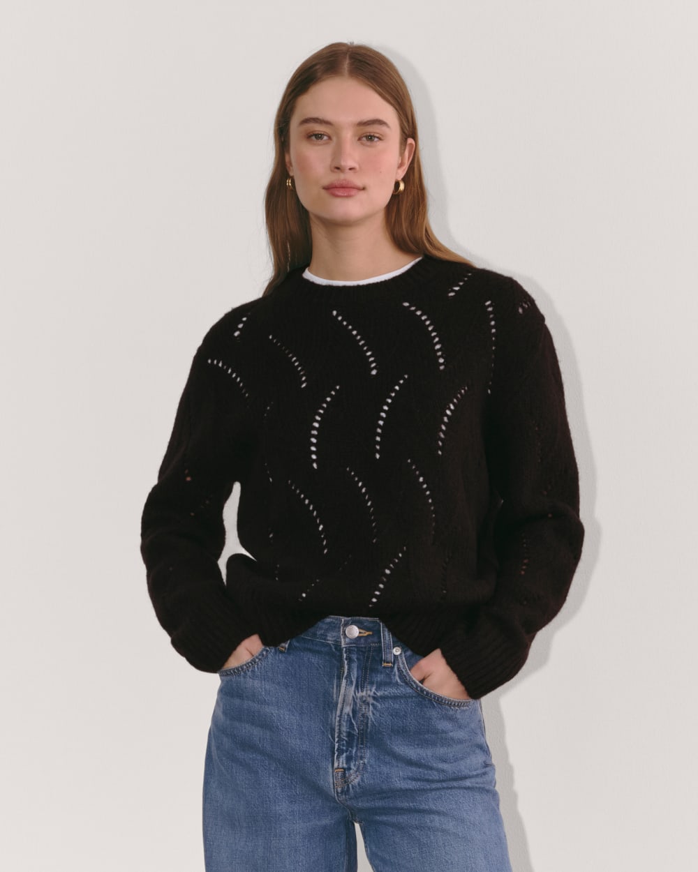 The Pointelle Sweater in Cloud