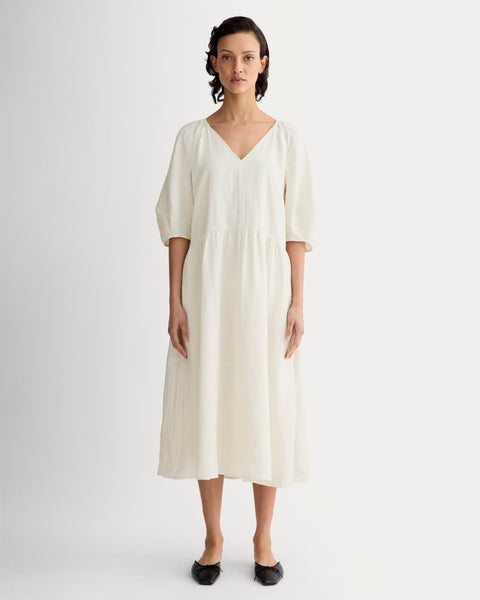 The Linen Oversized Puff-Sleeve Dress