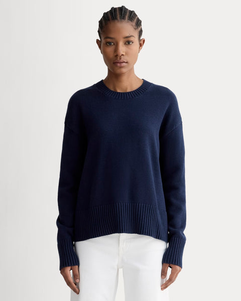 The Boxy Sweater in Everyday Cotton Navy – Everlane