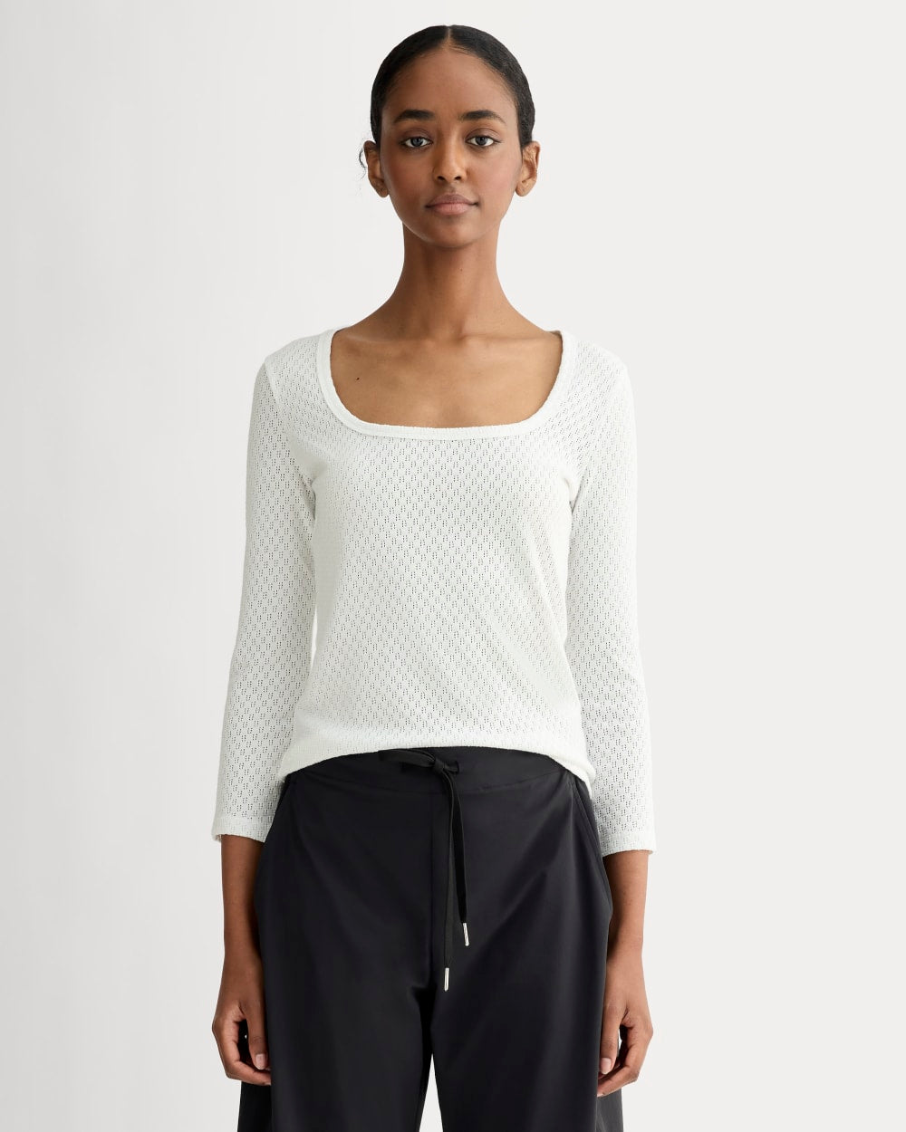 The Pointelle Scoop-Neck Top