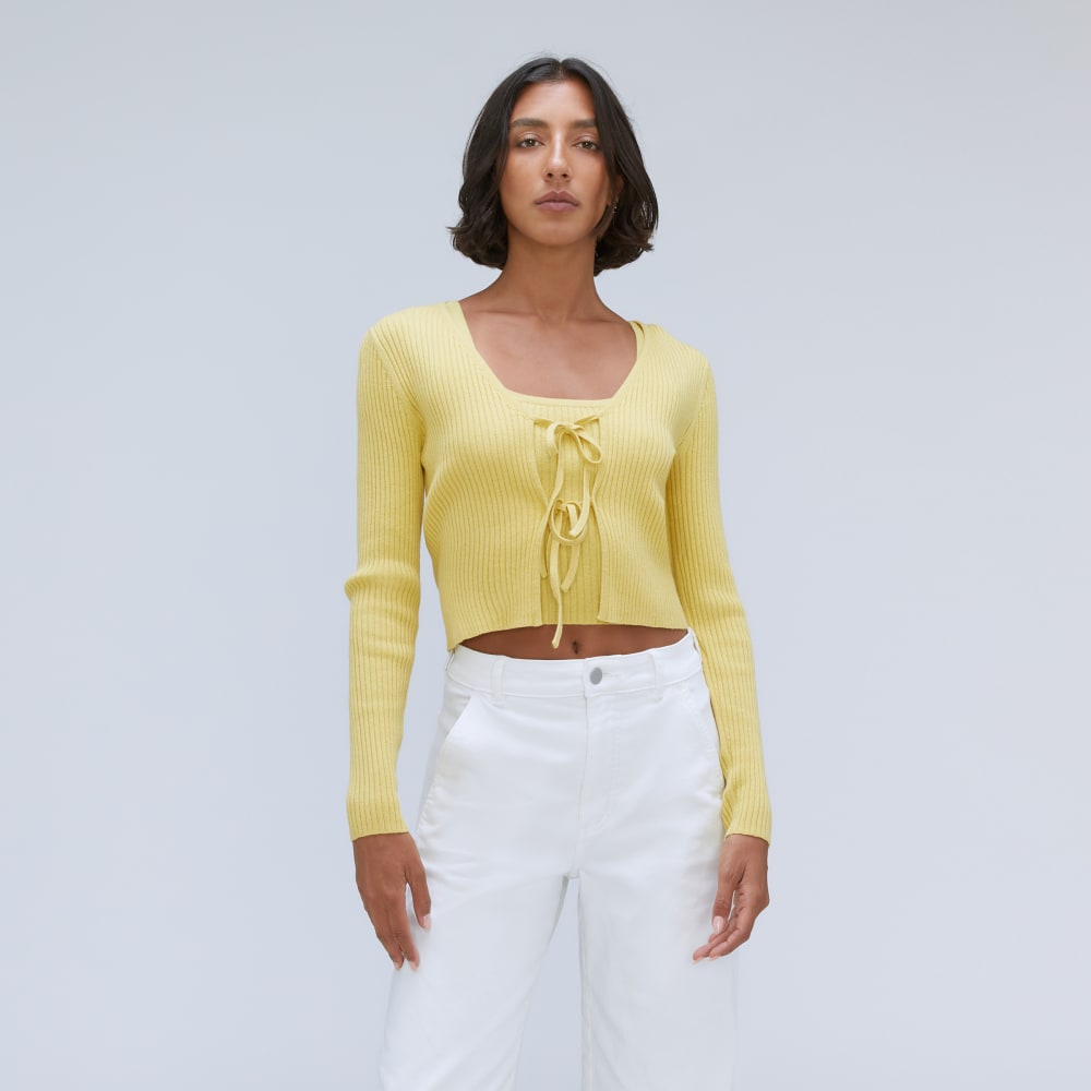 womens-cotton-merino-front-tie-top-dandelion | primary