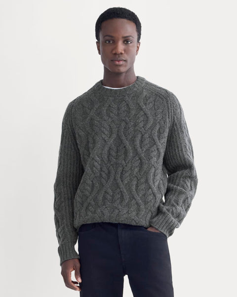 Cable Knit Crew in Luxe Merino | Heathered Soot – Everlane
