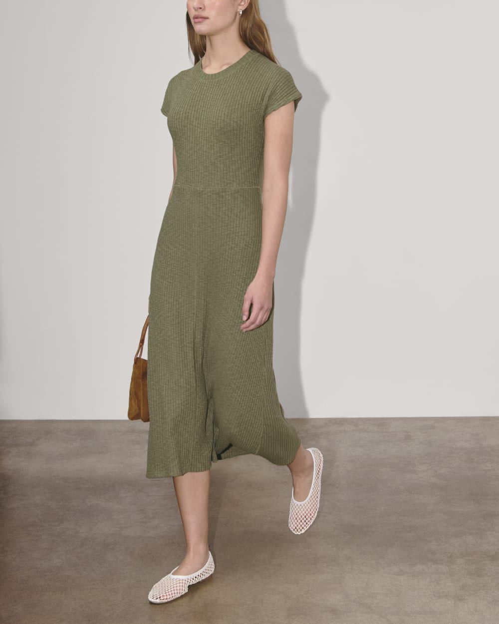 The Rib-Knit Cap-Sleeve Midi Dress | Kalamata Everlane The Rib-Knit Cap-Sleeve Midi Dress | Kalamata Everlane