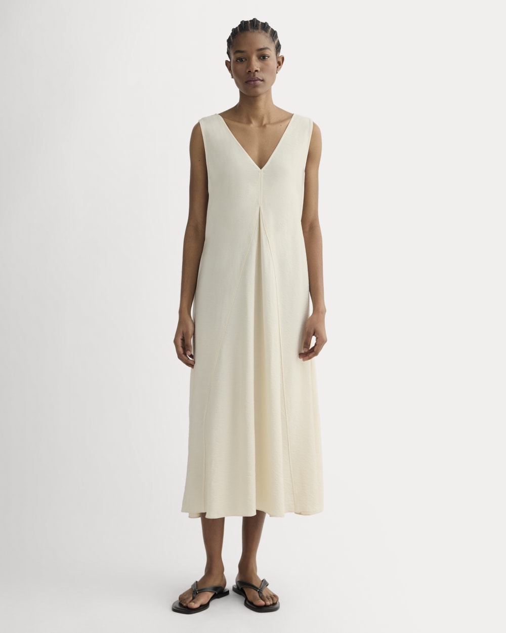 womens-v-neck-dress-softluxe-sandshell | primary