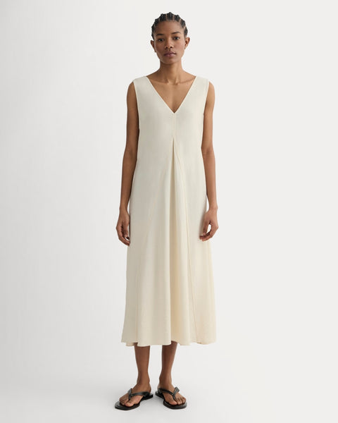 knee length dresses for ladies Everlane V-Neck Dress, SoftLuxe, Sandshell, Size 00, Viscose