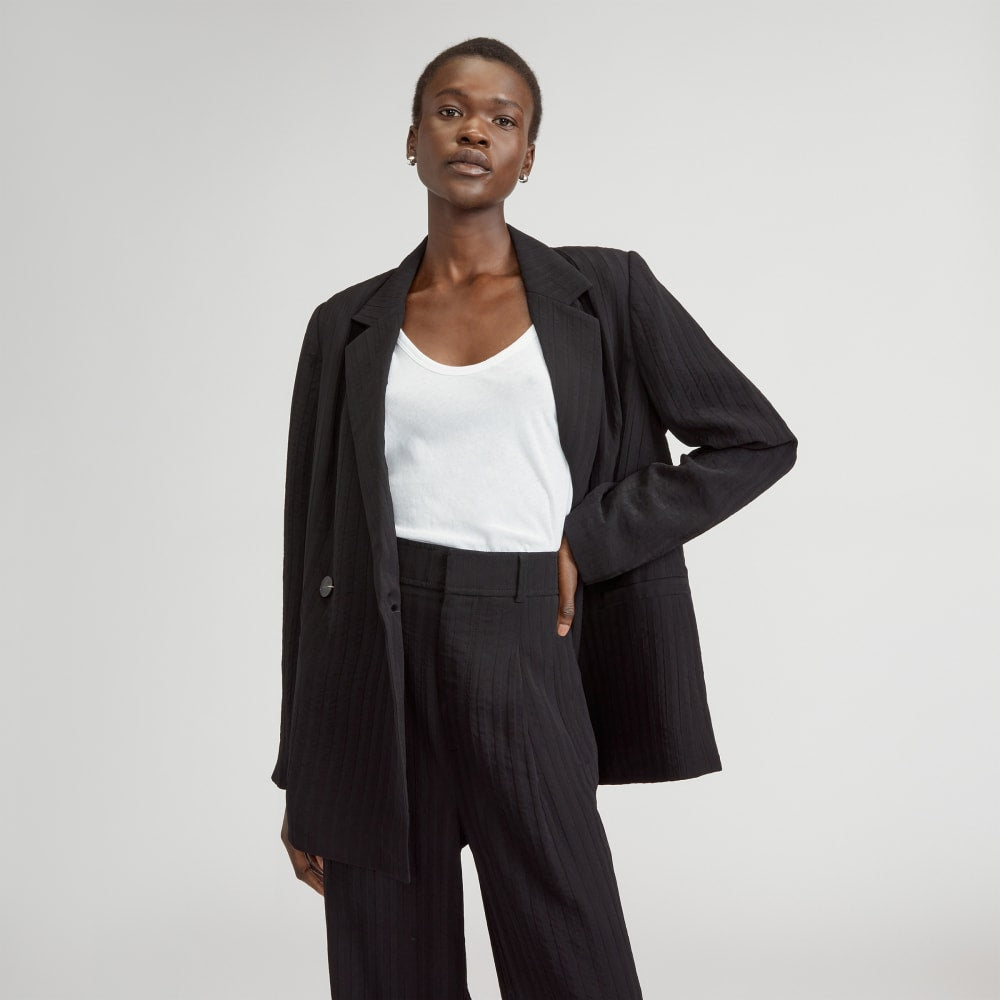 womens-drapey-city-stripe-blazer-black | primary