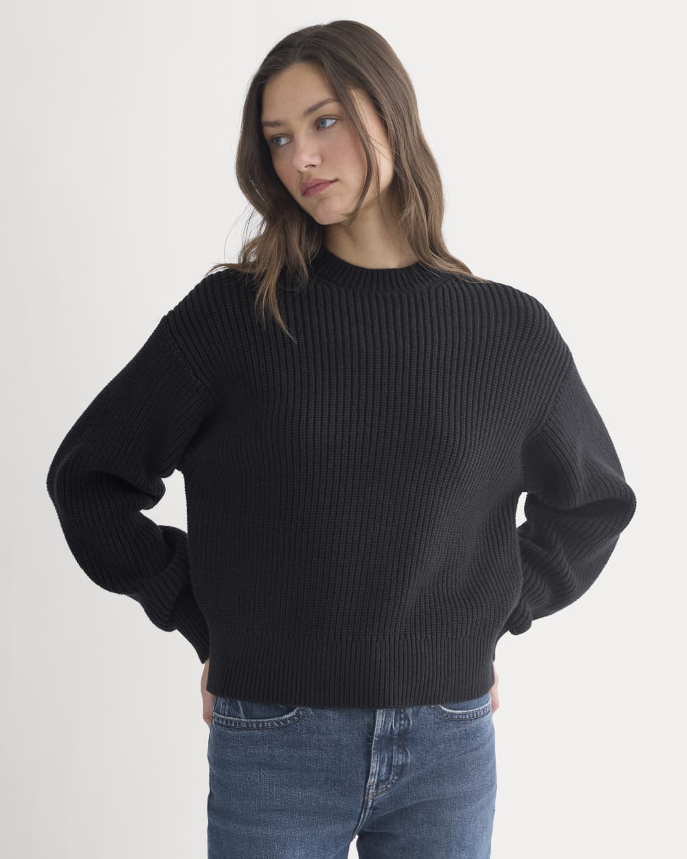 Cropped Ribbed Crew in Everyday Cotton