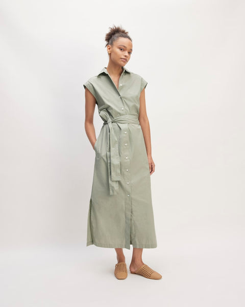 The Supima Cotton Short-Sleeve Shirt Dress | Sage Green Everlane The Supima Cotton Short-Sleeve Shirt Dress | Sage Green Everlane