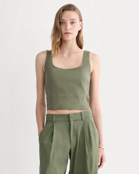 The Square Tank in Stretch Linen | Lichen Green – Everlane