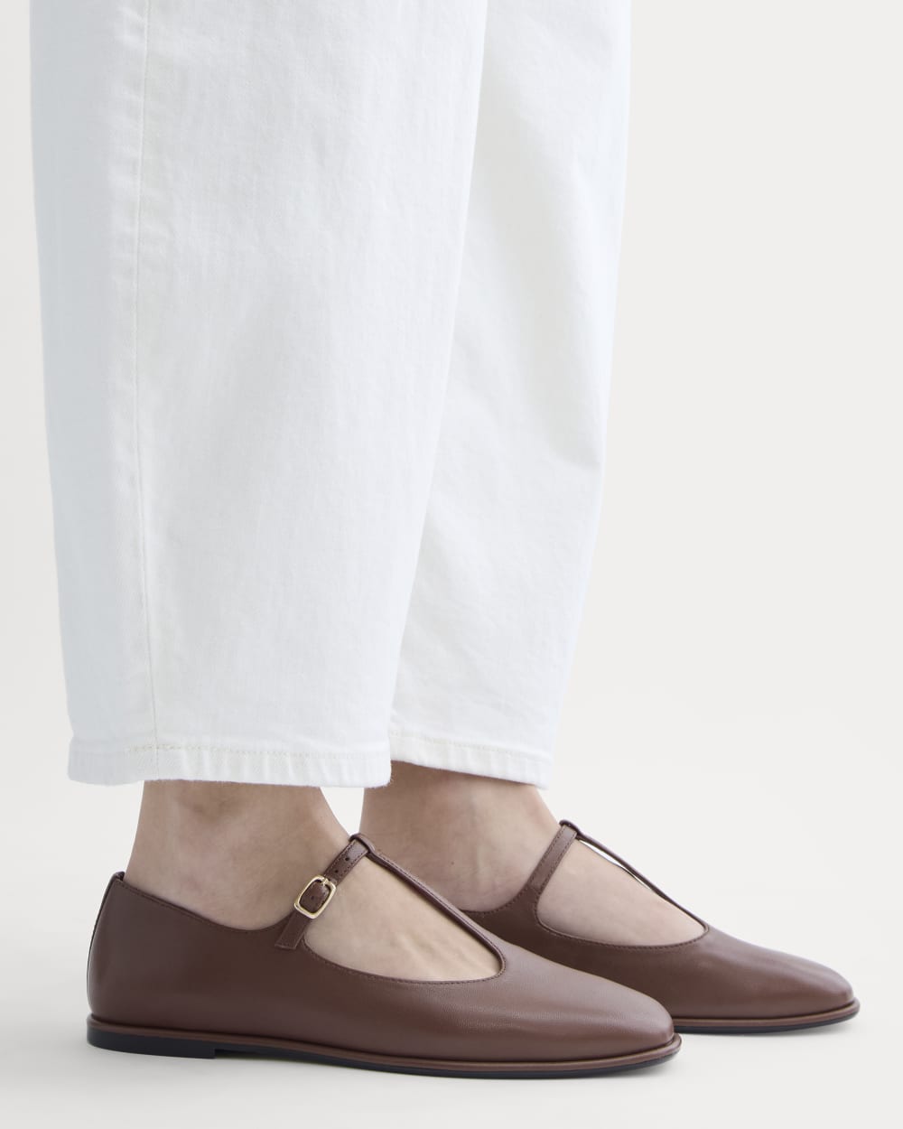 The Leather T-Strap Flat | Rum – Everlane
