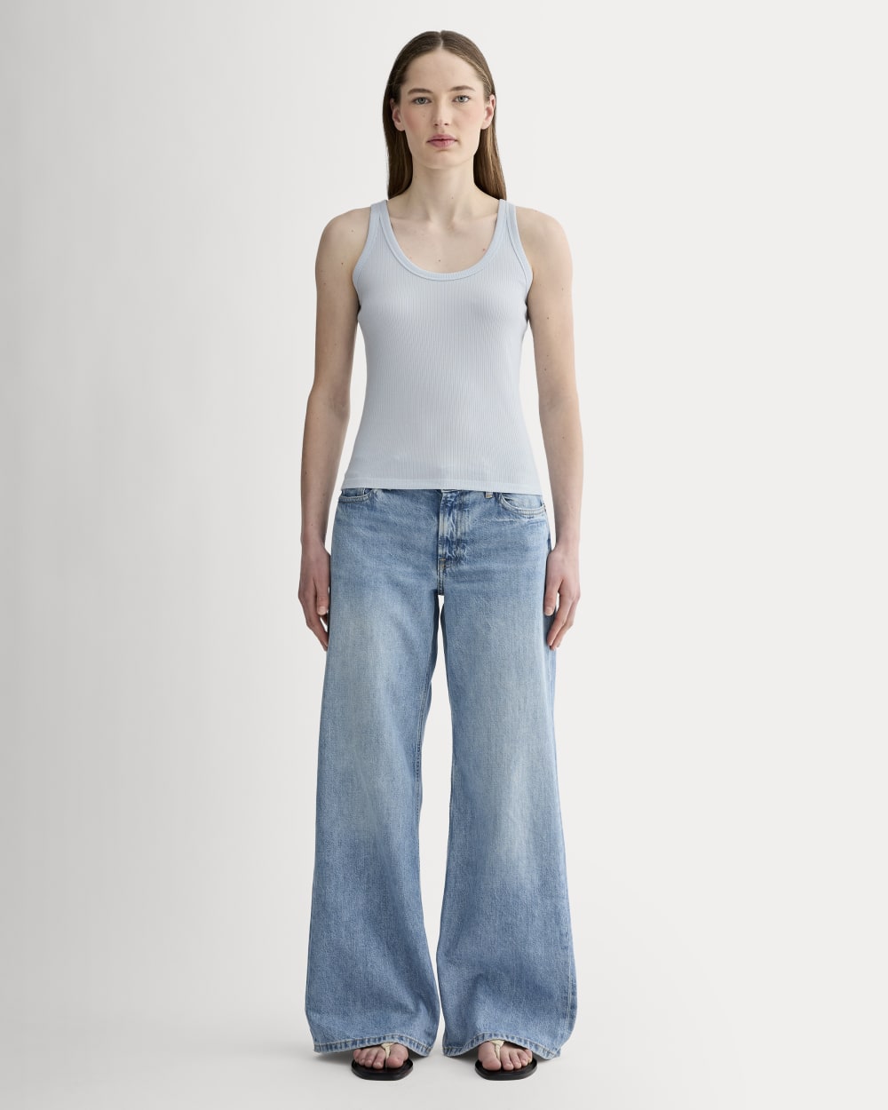 EGDE VLW AIR SINGLET L-XL Blue シースルー 極薄 The Shimmy Scoop-Neck Tank | Air Blue – Everlane