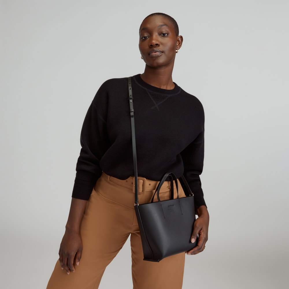 womens-luxe-mini-italian-leather-tote-black | alt