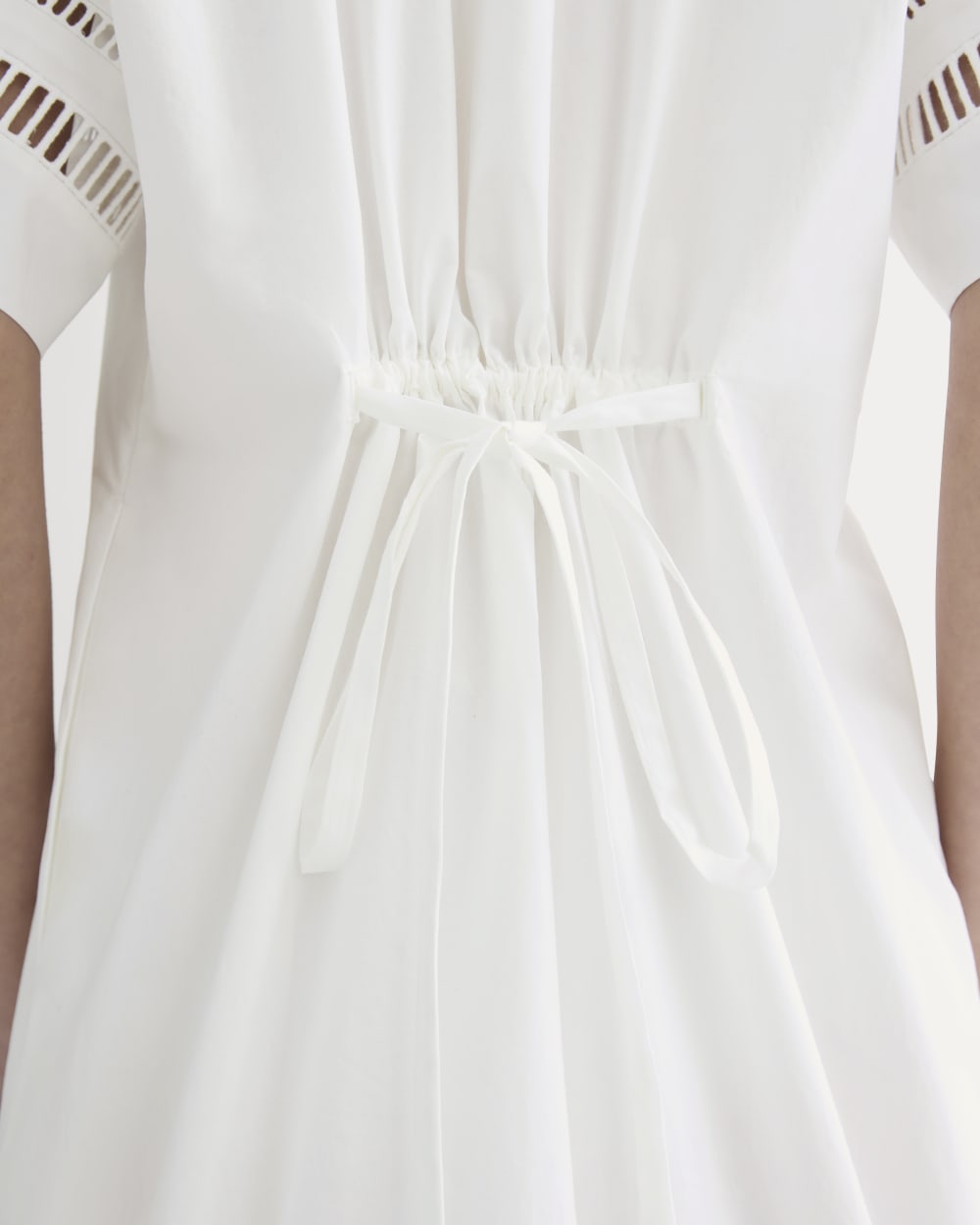 Everlane Lace Trim Popover Dress In White, Size Medium, Cotton