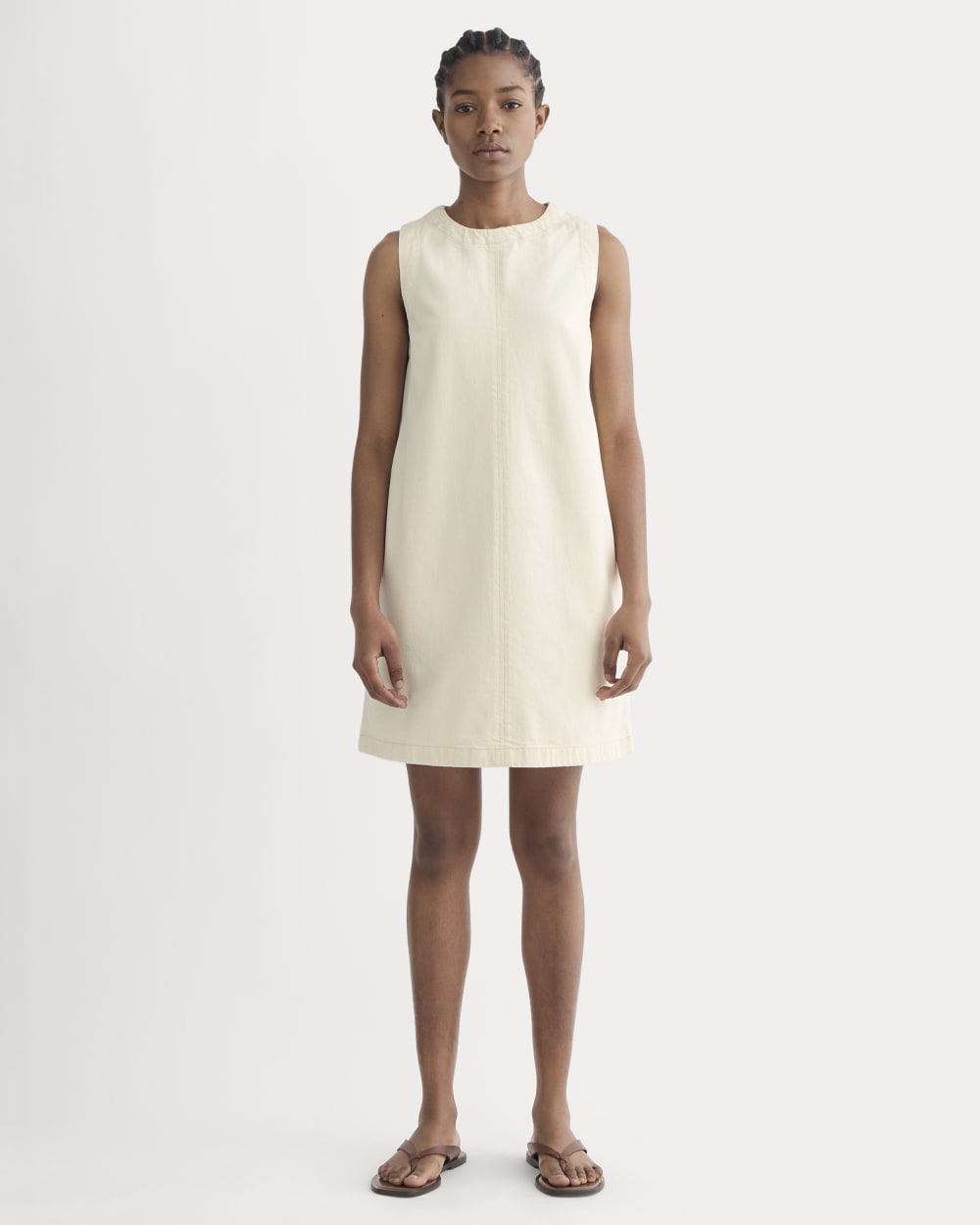 womens-denim-shift-dress-ecru | primary