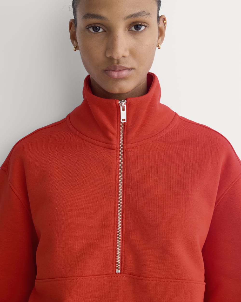 womens-luxe-fleece-half-zip-sweatshirt-fiery-red