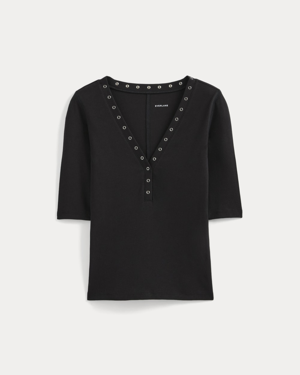 womens-luxe-rib-v-neck-henley-black | alt