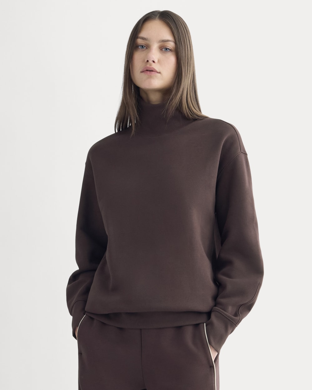 womens-luxe-fleece-turtleneck-dark-chocolate | primary